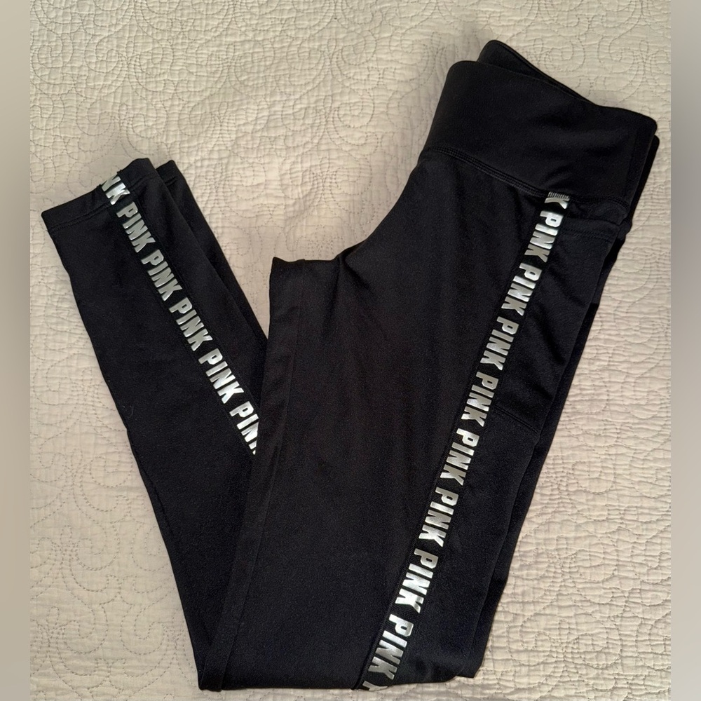 PINK Victoria's Secret Black Leggings with Logo